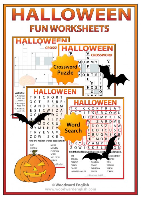 Halloween Crossword and Word Search for learning English