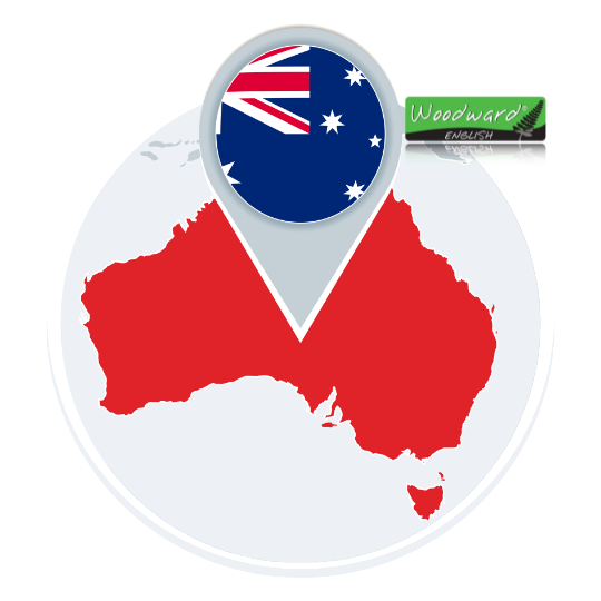 Map of Australia with a flag